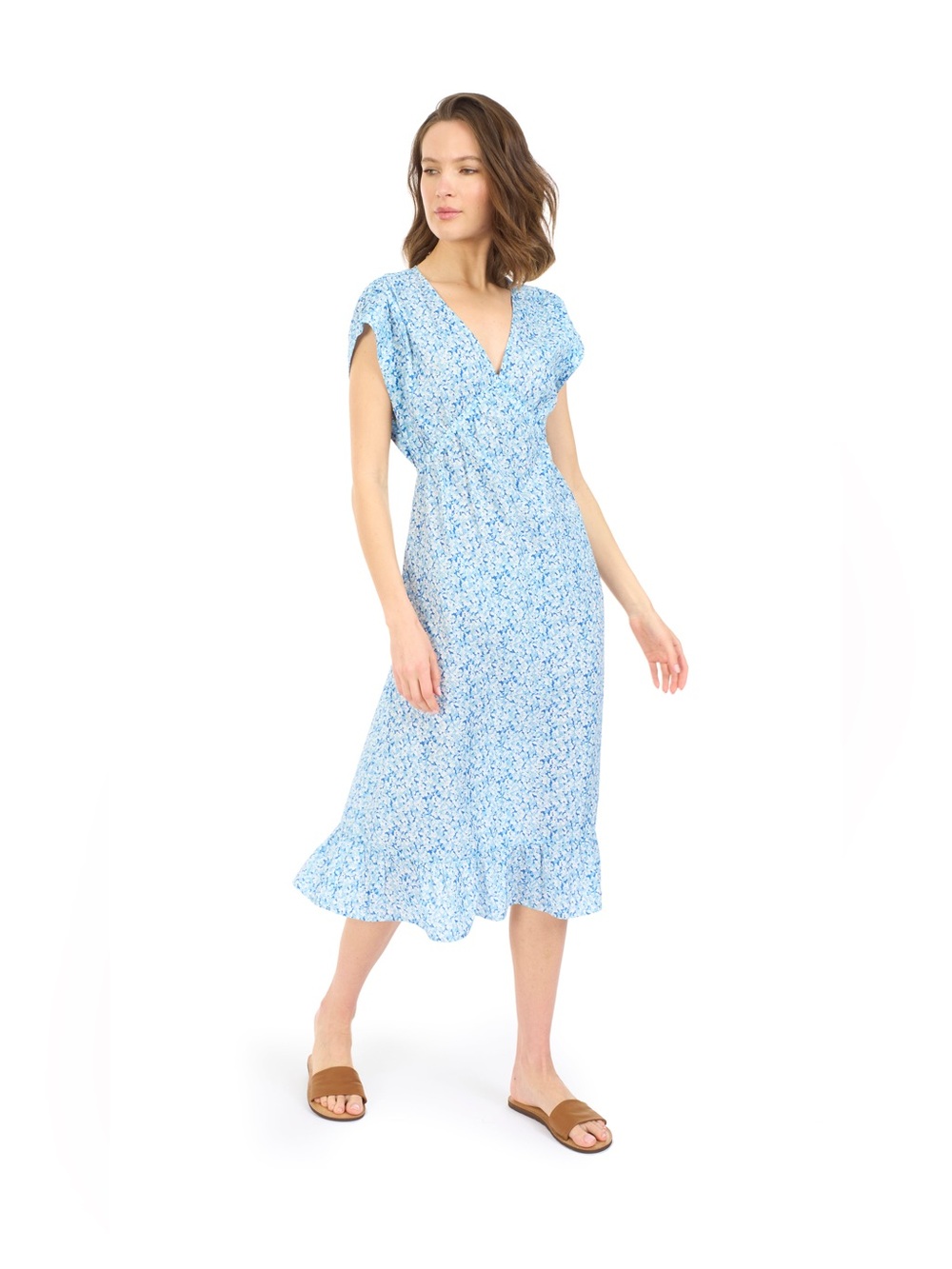Bobeau Textured Poplin Midi Dress